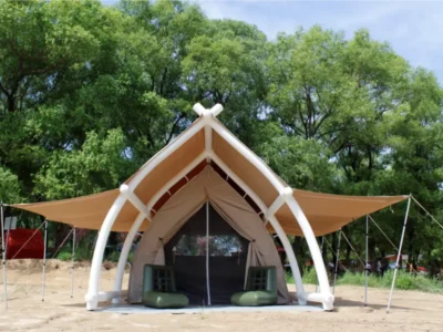 Spacious Inflatable Camping Tent with Dual Sunshades product image