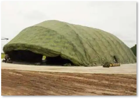 Official high-pressure inflatable shelter shown in a field installation
