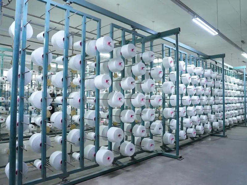 Weaving yarn raw material storage area