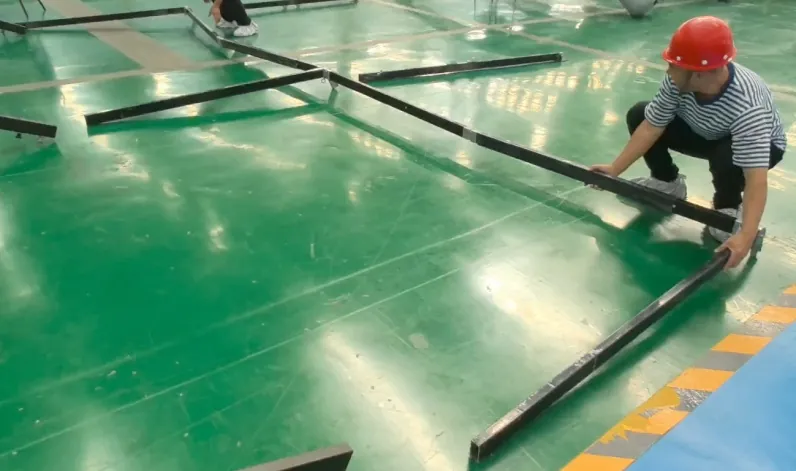 rapid deployment shelter manufacturer - aluminum portal frames under assembly on the factory floor