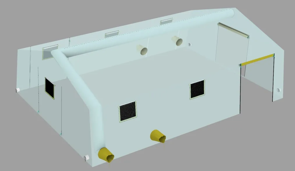 large insulated tent - light colored outer cover reflects solar heat